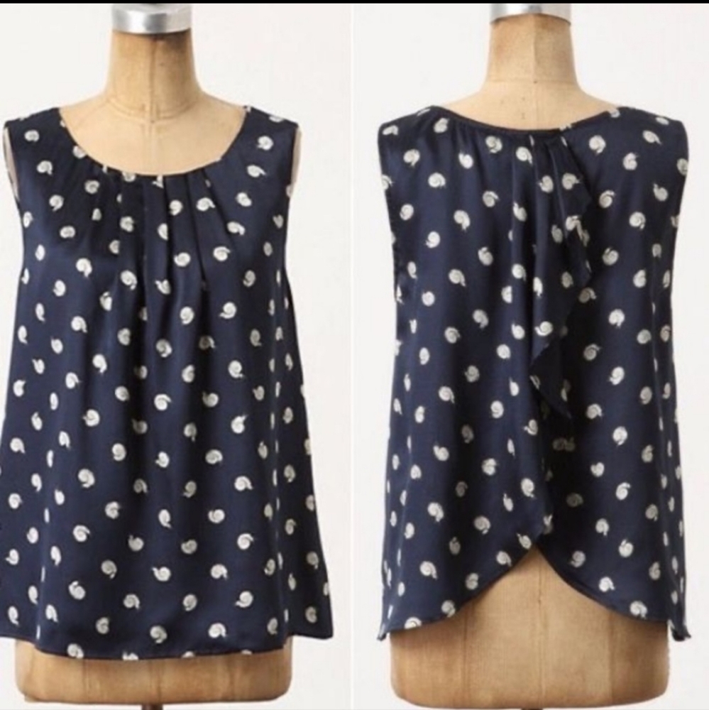 Anthropologie Postmark Snail Top Blouse Split Back Rare! Size 4 XS S